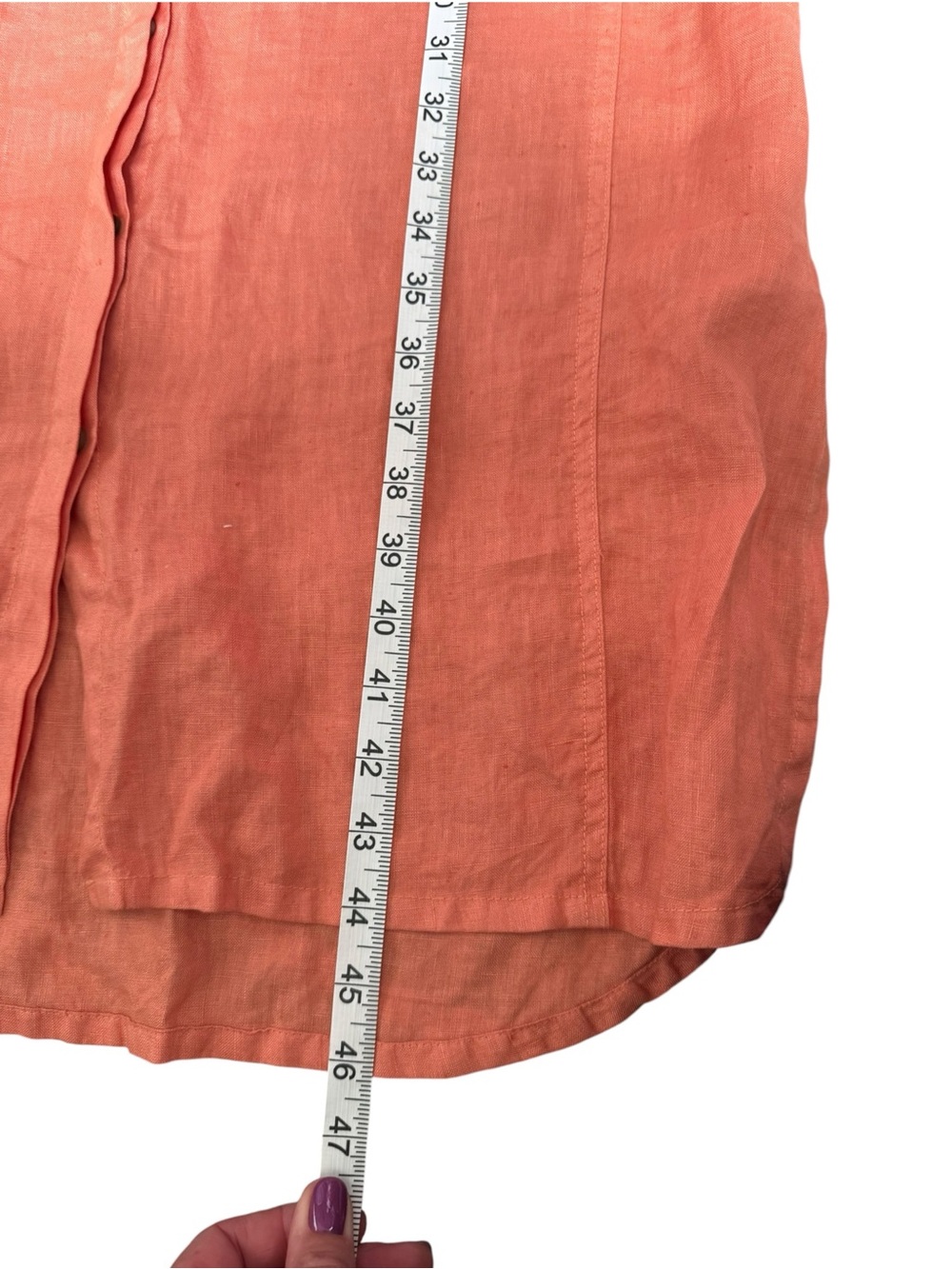 XCVI Coral 100% Linen Button Front Maxi Shirt Dress Size M Coastal Resort P56 - Picture 5 of 7